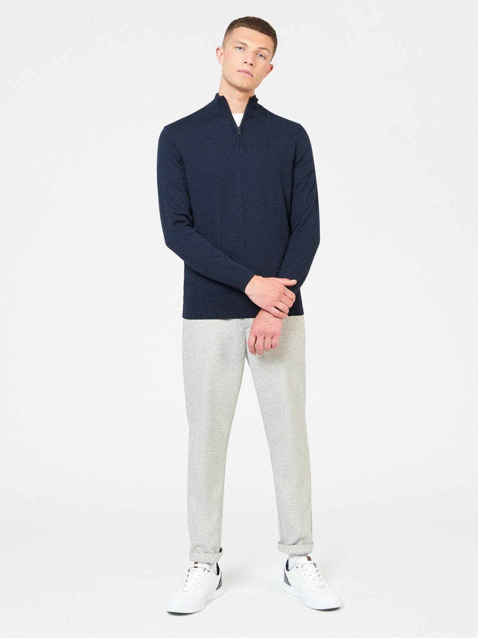 Knitwear Ben Sherman Merino Half-Zip Bleu Marine | NOU-27342793